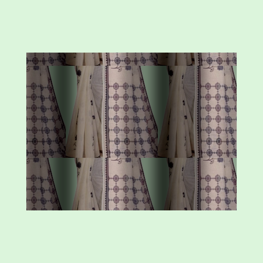 Muthu Studio Premium Trending Women's Linen Cotton Printed Saree With Unstitched Blouse 5.5Mtr (Off White) in Off White