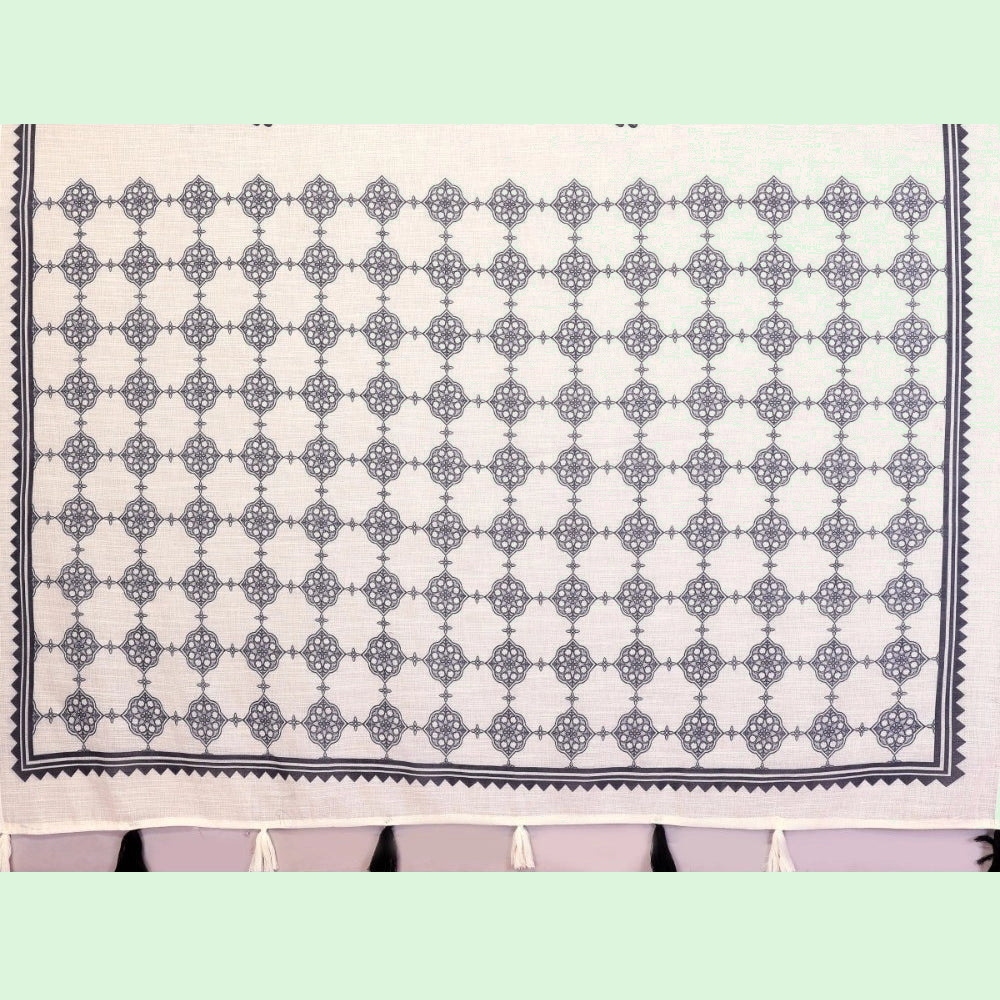 Muthu Studio Premium Trending Women's Linen Cotton Printed Saree With Unstitched Blouse 5.5Mtr (Off White) in Off White