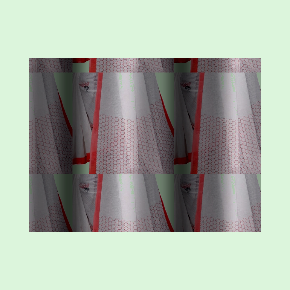 Muthu Studio Premium Trending Women's Linen Cotton Printed Saree With Unstitched Blouse 5.5Mtr (White) in White